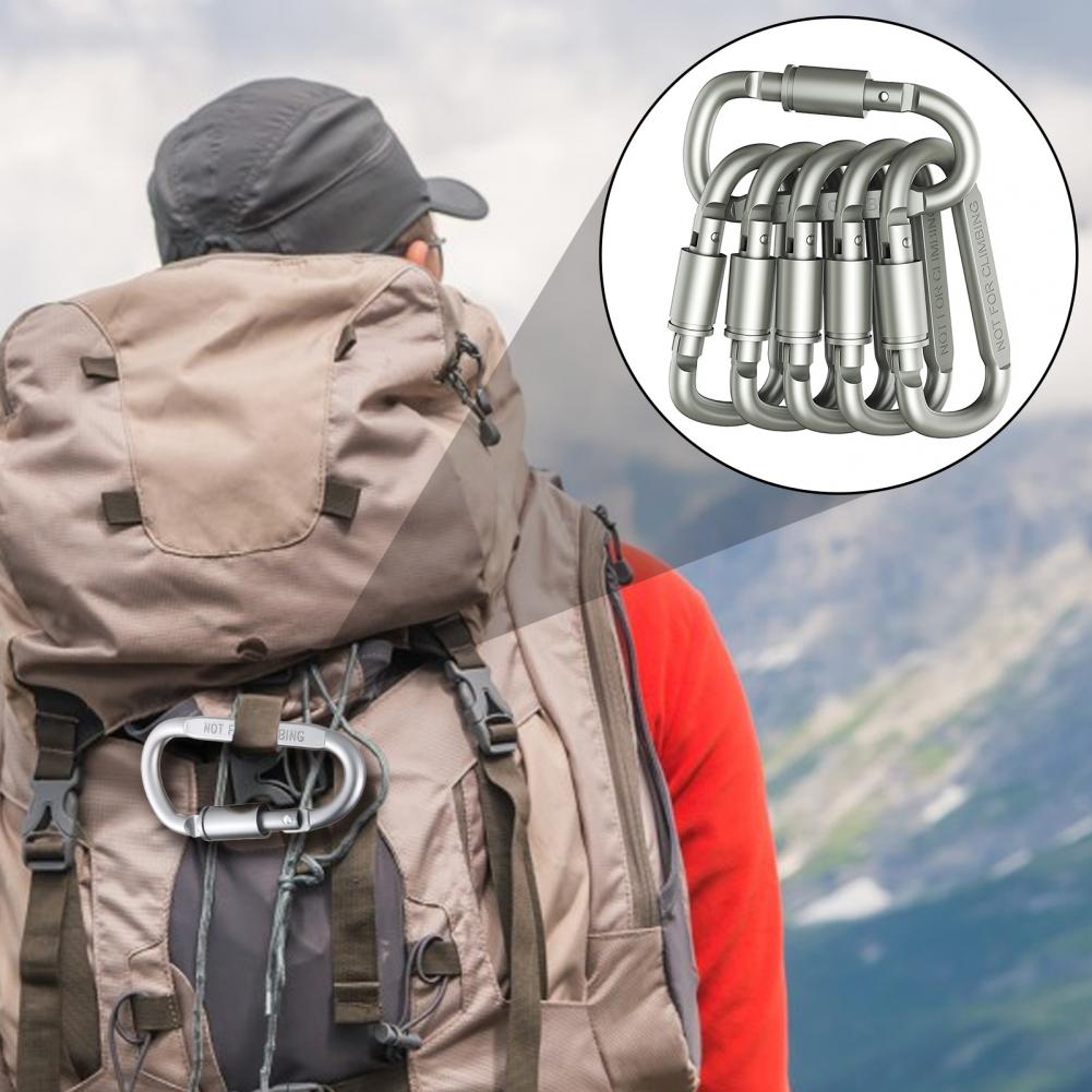 Carabiner Locking D - Moschettoni di Sicurezza per Portachiavi, Set