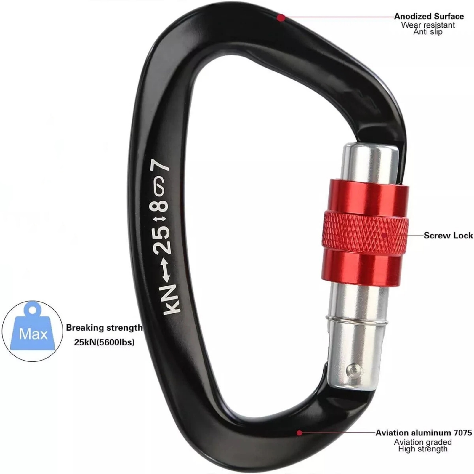 5 pz/set 25KN a Forma di D Mos - Carabiner Locking D recensione e prezzo
